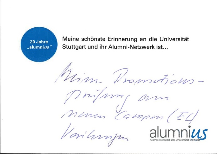 My promotion exam at the new Campus (EL) Vaihingen